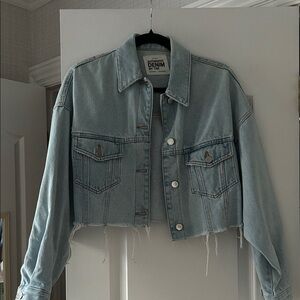 Light Blue Cropped Denim Jacket
